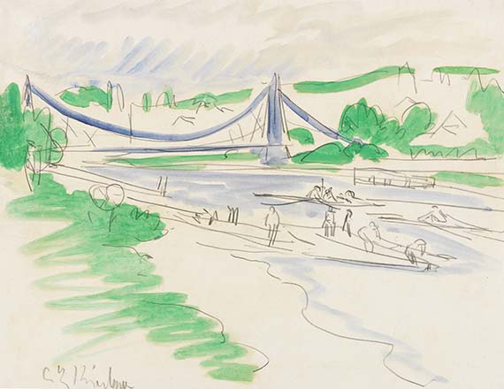 Ernst Ludwig Kirchner - Die Elbbrücke "Das blaue Wunder" (Die Loschwitzer Brücke in Dresden)