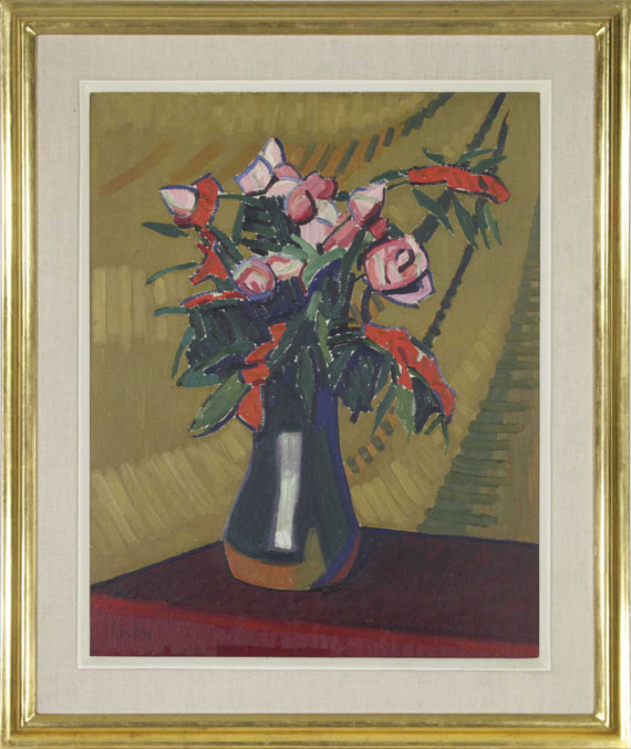 Auguste Francois Julien Herbin - Roses dans un vase - Rahmenbild