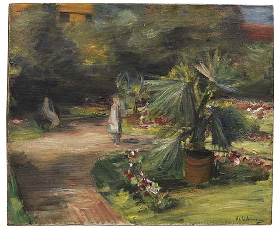 Max Liebermann - Garten mit Palme und zwei weiblichen Figuren
