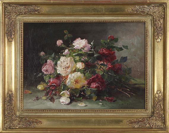 Eugène Henri Cauchois - Bouquet de roses - Rahmenbild