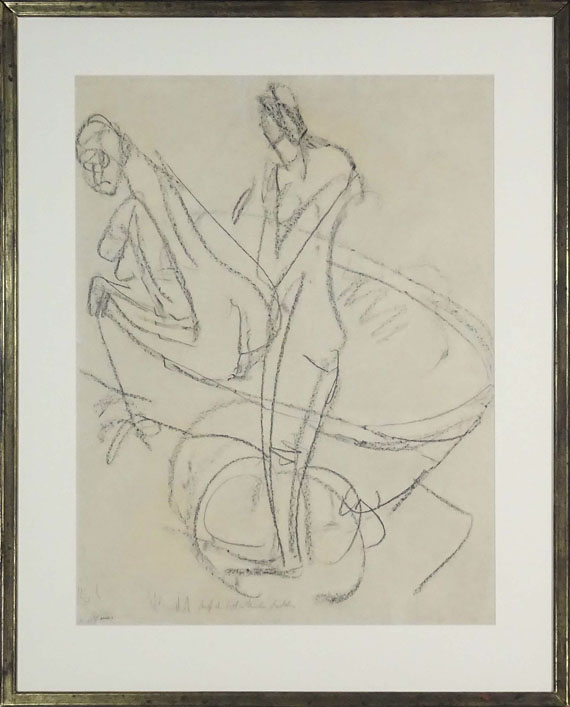 Ernst Ludwig Kirchner - Auf dem Bett sitzendes Mädchen - Rahmenbild