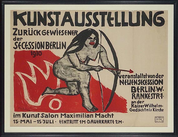 Hermann Max Pechstein - Plakat: Kunstausstellung Zurückgewiesener der Secession Berlin - Rahmenbild