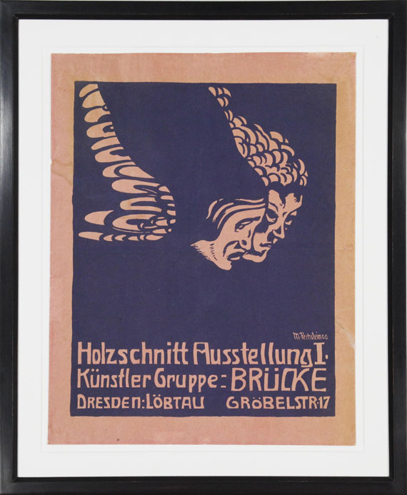 Hermann Max Pechstein - Plakat für die Holzschnitt-Ausstellung I der Künstlergruppe "Brücke" in Dresden-Löbtau - Rahmenbild
