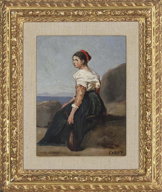 Jean-Baptiste Camille Corot - Femme assise, tenant une mandoline - Rahmenbild