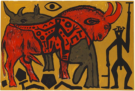 A. R. Penck (d.i. Ralf Winkler) - Stier und Nashorn verrückt