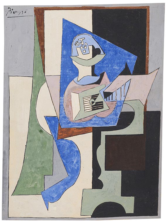 Pablo Picasso - Guéridon, guitare et compotier