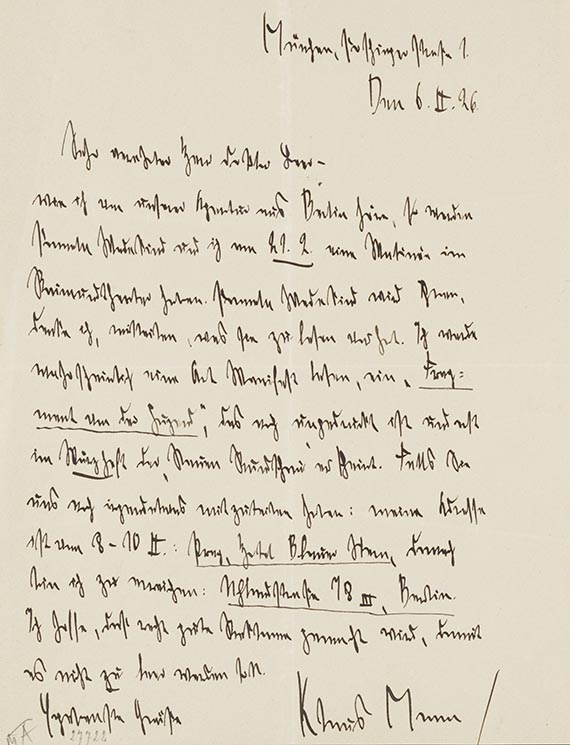 Heinrich Mann - Brief. Beigabe: Brief Klaus Mann