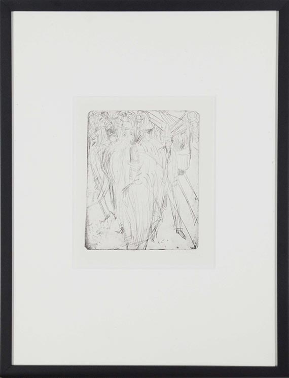 Ernst Ludwig Kirchner - Passantenknäuel und Elektrische - Rahmenbild
