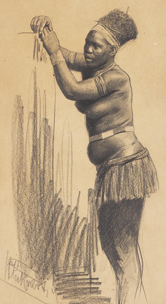 Wilhelm Kuhnert - Konvolut: Askari (Bl. 1). Afrikanische Frau (Bl.2)