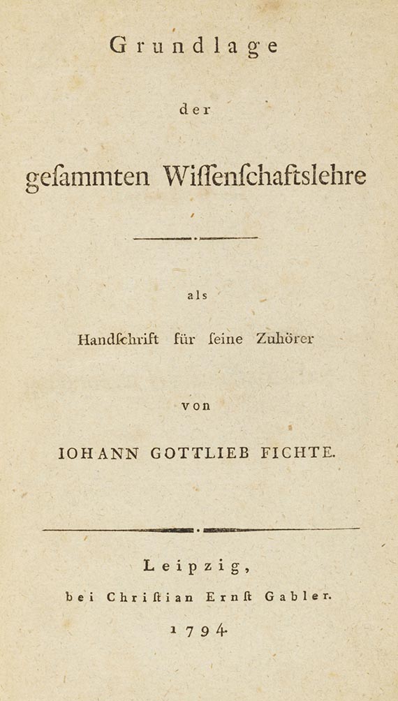Johann Gottlieb Fichte - Konvolut aus 7 Bd. + 1 Beigabe