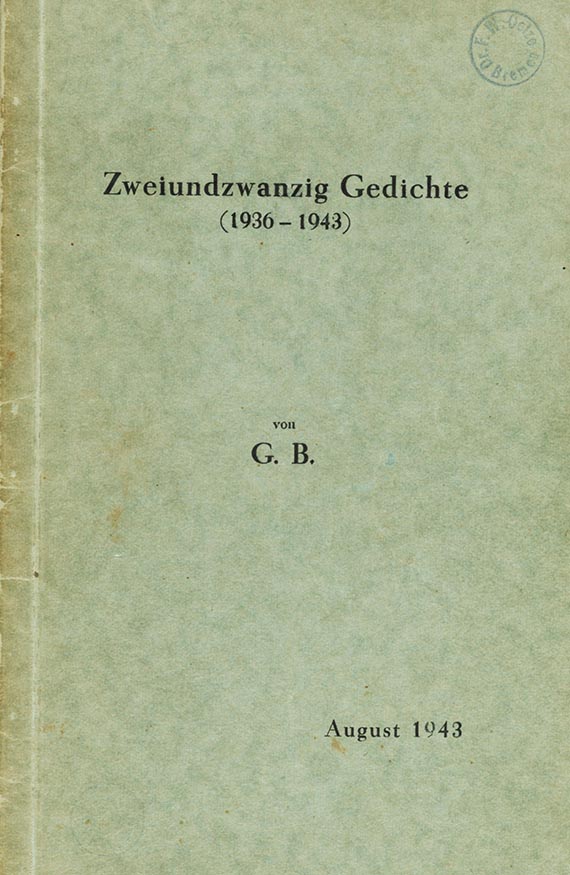 Gottfried Benn - Zweiundzwanzig Gedichte - mit Widmung - Weitere Abbildung