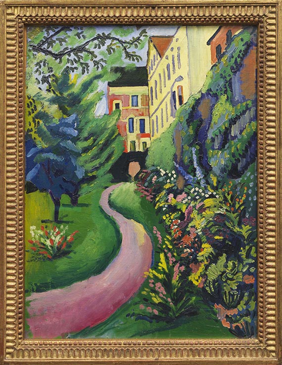 August Macke - Unser Garten mit blühenden Rabatten - Rahmenbild