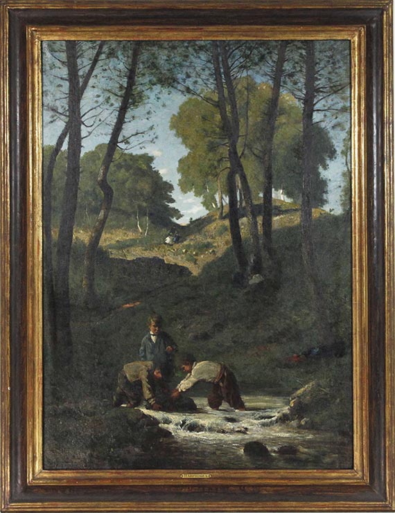 Henri Joseph Harpignies - Chercheurs d’écrevisses (Flusskrebsfischer) - Rahmenbild