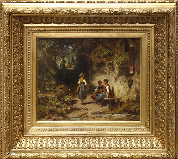 Carl Spitzweg - Schulmädchen im Walde - Rahmenbild