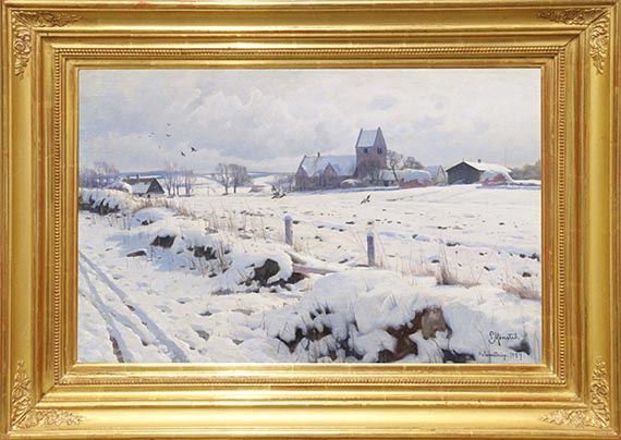 Peder (Peder Mørk Mønsted) Mönsted - Winterlandschaft (Holmstrup) - Rahmenbild