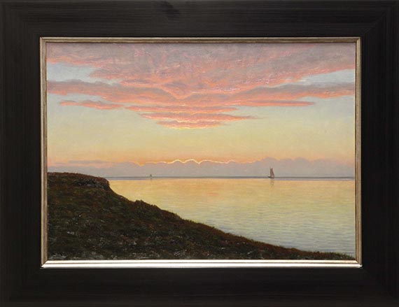 Albert Edvard Wang - Küstenlandschaft im Abendrot - Rahmenbild