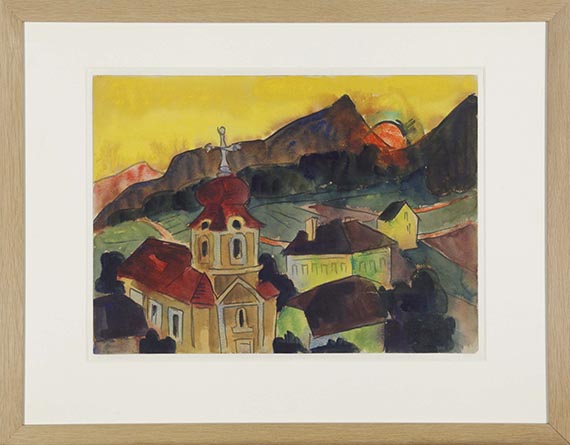 Karl Schmidt-Rottluff - Gebirgsdorf mit Kirche - Rahmenbild