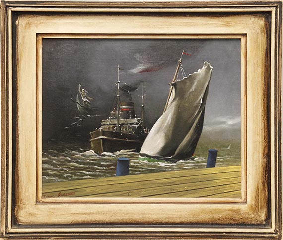 Franz Radziwill - Dampfer, Zwischenraum und Segelschiff - Rahmenbild