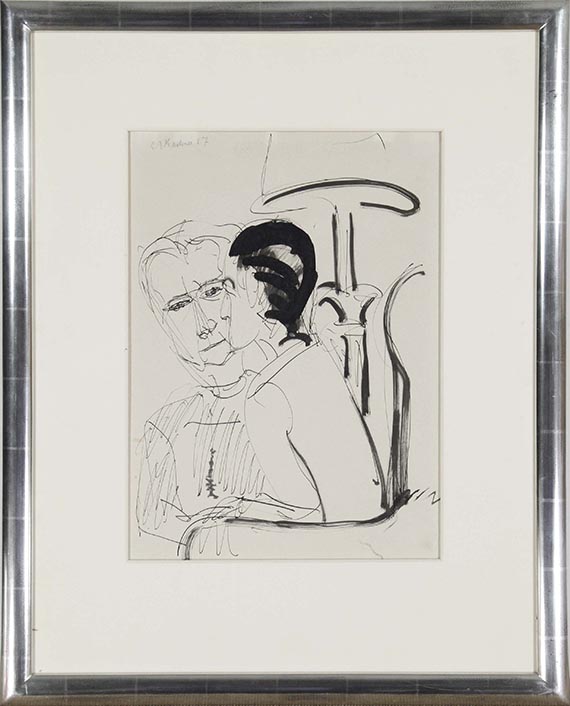 Ernst Ludwig Kirchner - Gespräch unter der Lampe - Rahmenbild