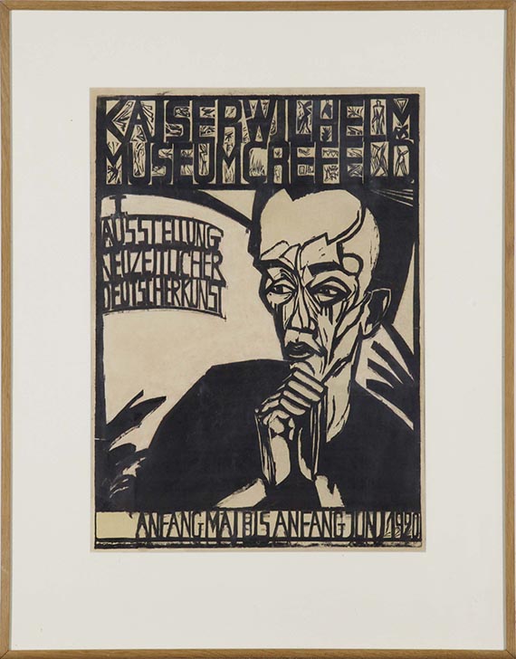 Erich Heckel - Plakat der "I. Ausstellung Neuzeitlicher Deutscher Kunst", Krefeld 1920 - Rahmenbild
