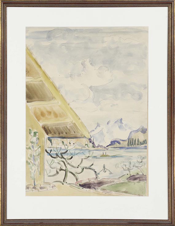 Ernst Ludwig Kirchner - Seelandschaft mit Haus und Bergpanorama - Rahmenbild