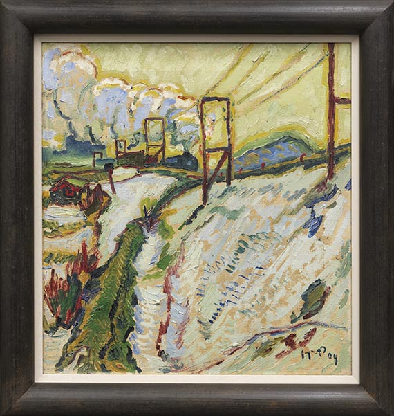 Hermann Max Pechstein - Märzenschnee: Der Bahndamm - Rahmenbild