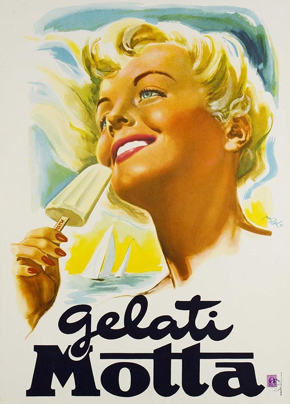 Abbildung zu: Mario Rossi, Gelati Motta, 1954, Werbeplakat.