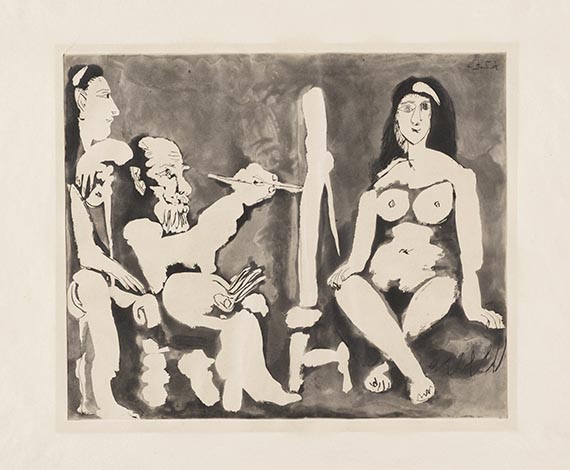 Picasso - Le peintre et modèle avec une spectatrice au bandeau