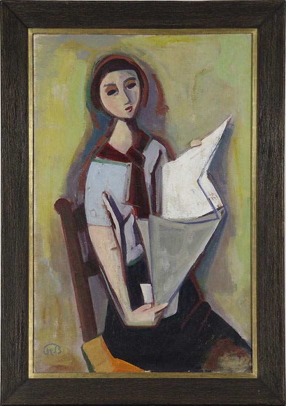 Karl Hofer - Zeitungslesende junge Frau - Rahmenbild