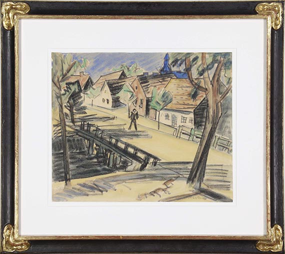 Hermann Max Pechstein - Große Mühlengraben-Brücke (Leba) - Rahmenbild