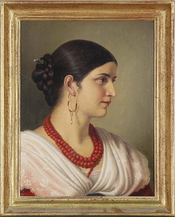 Carl Adolf Senff - Bildnis einer jungen Römerin - Rahmenbild