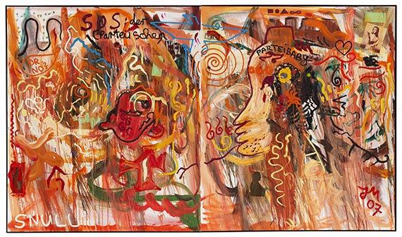 Jonathan Meese - Politikkätzchen "Pfötchen hoch" (zweiteilig) - Rahmenbild