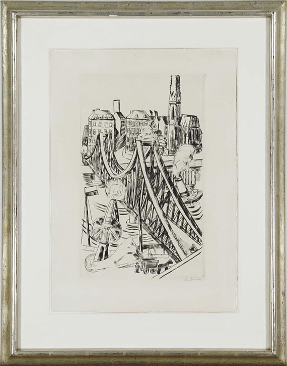 Max Beckmann - Grosse Brücke ("Eiserner Steg" in Frankfurt am Main) - Rahmenbild