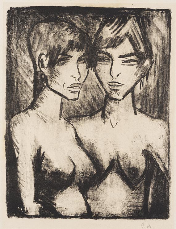 Otto Mueller - Zwei Mädchen - Halbakte (Russisches Mädchenpaar)