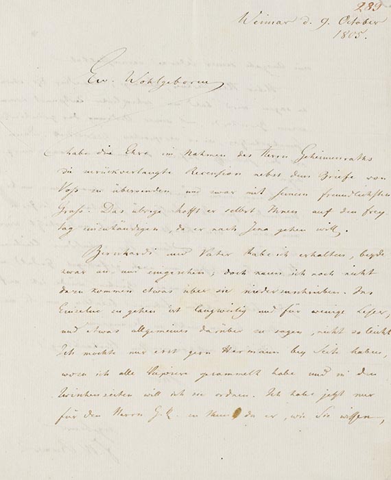 Friedrich Wilhelm Riemer - A 7: Brief an Eichstädt, 2 S.