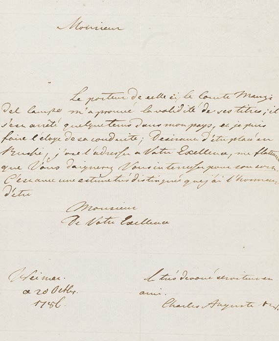 Großherzog von Sachsen-Weimar Carl August - A 15: Brief, 1 S.