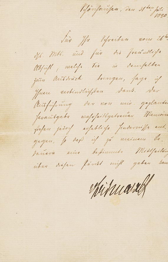 Otto Fürst von Bismarck - A 36: Brief, 1 S.
