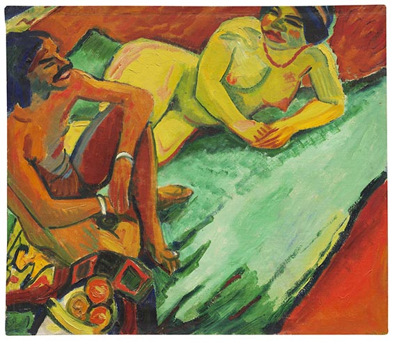 Hermann Max Pechstein - Weib mit Inder auf Teppich / Früchte II (Rückseite)