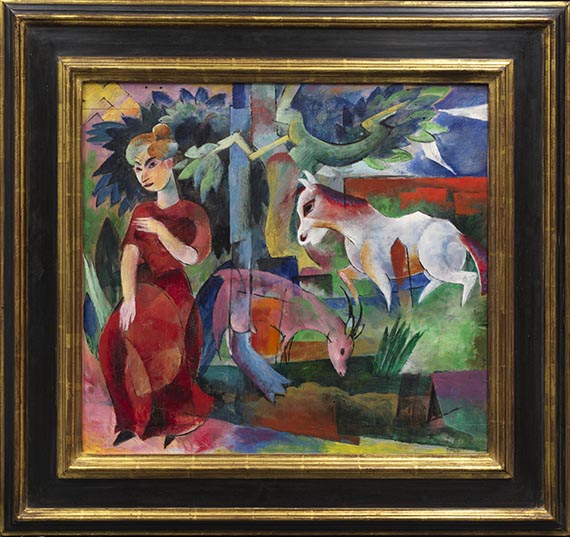 Heinrich Campendonk - Im Garten - Frau, Pferd, Ziege (Gartenbild I) - Rahmenbild