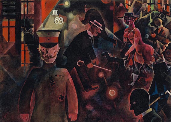 Abbildung zu: George Grosz, Gefährliche Straße, 1918, Öl auf Leinwand, Privatbesitz. © VG-Bild-Kunst, Bonn 2025