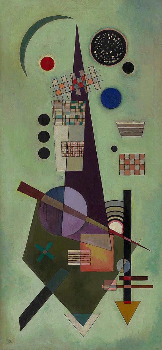 Abbildung zu: Wassily Kandinsky, Ausgedehnt (Extended), 1926, Öl auf Holz, Solomon R. Guggenheim Museum, New York.