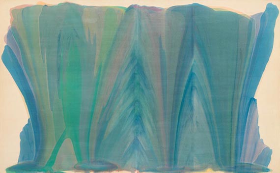 Abbildung zu: Morris Louis, Tet, 1958, Acryl auf Leinwand, Museum of Modern Art, New York. © All Rights Reserved. Maryland College Institute of Art / VG Bild-Kunst, Bonn 2025
