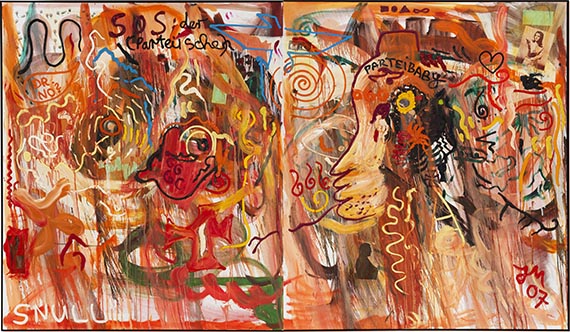 Jonathan Meese - Politikkätzchen "Pfötchen hoch" (zweiteilig) - Rahmenbild