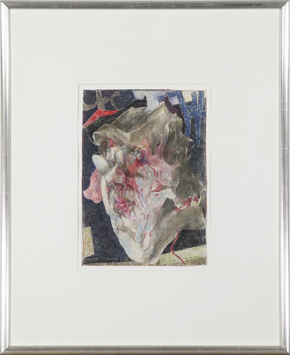 Horst Janssen - Selbst zu Paranoia. Der besudelte Putto - Rahmenbild