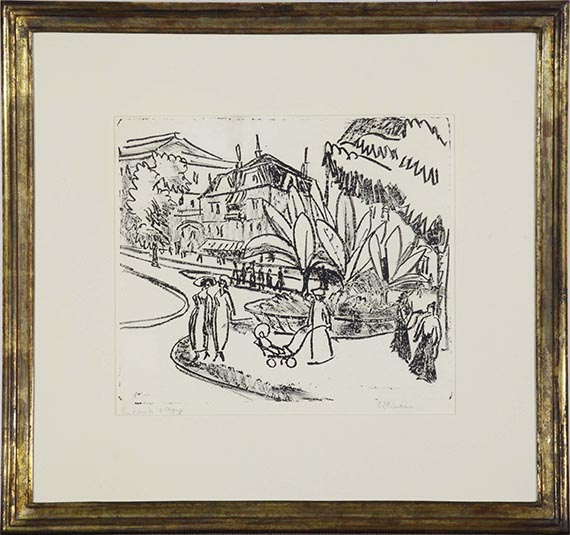 Ernst Ludwig Kirchner - Albertplatz Platz in Dresden-Neustadt - Das Boskett - Rahmenbild