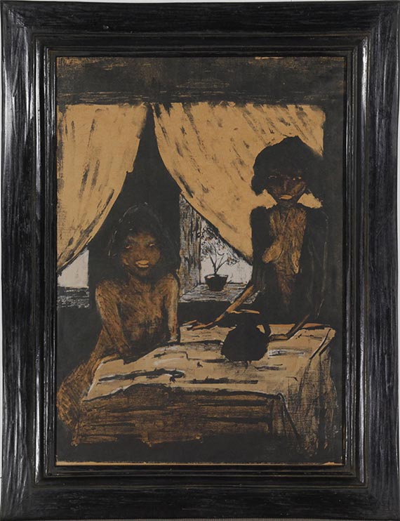 Otto Mueller - Zwei Zigeunermädchen im Wohnraum [historischer Titel] - Rahmenbild