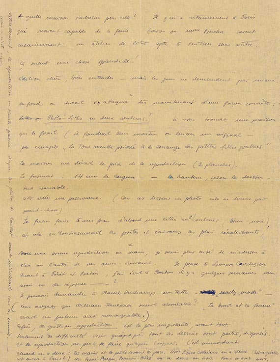 Hans Bellmer - 4 eigh. Briefe m. U, an seinen Hrsg. Henri Parisot