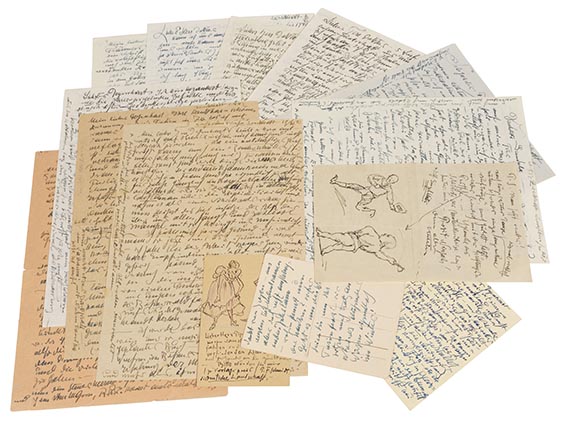 Alfred Kubin - 12 Briefe, 1 Karte und 1 Buch mit Widmung an Bernhard Degenhart - Dabei 1 Brief und 2 Karten