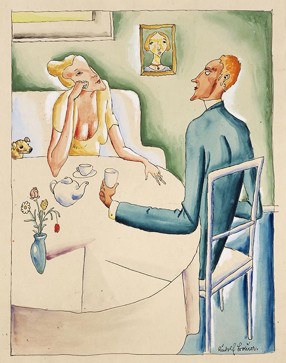 Rudolf Bauer - Paar beim Tee