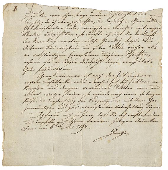 Johann Wolfgang von Goethe - Brief von Schreiberhand an Boie 1797. Dabei: Brief von Unbekannt an Boie 1778